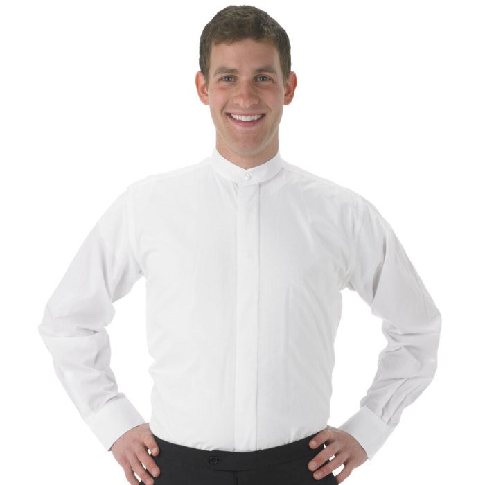 Men's band collar dress shirts