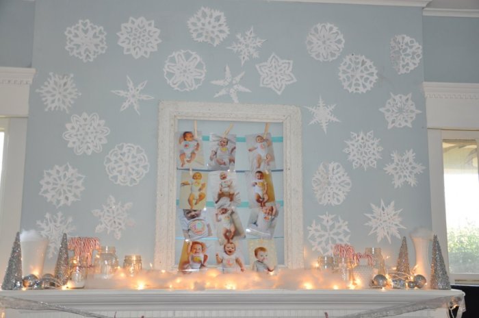 How to decorate a room with paper snowflakes