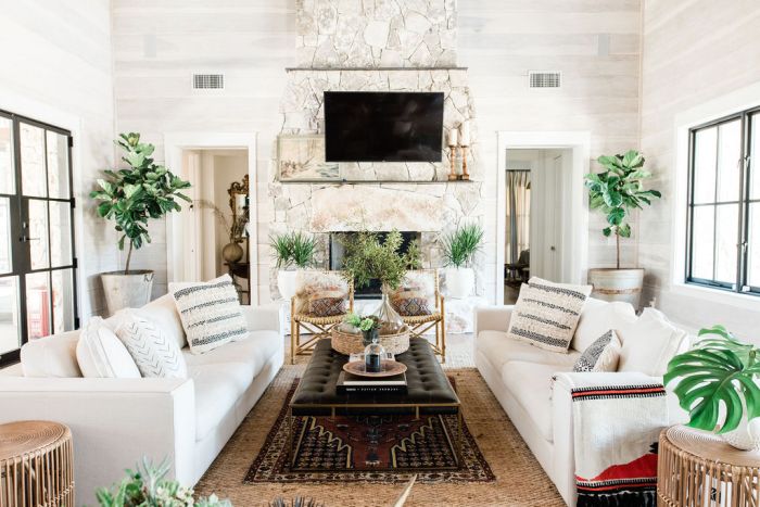 Fireplace arrange farmhouse narrow