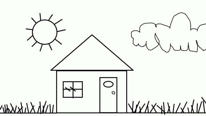 House coloring rainbow kids drawing